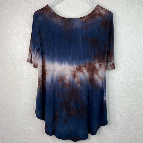 AEO Soft & Sexy lace up Blue & brown tie dye shirt - Picture 3 of 7